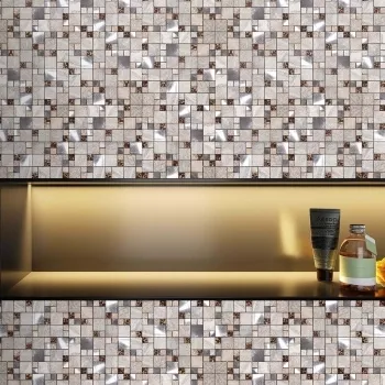 Comet Rose Square Stone Mosaic 300x300 Bathroom Roomset