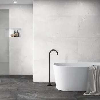 Lucca White Anti Slip Matt Stone Effect Porcelain Wall and Floor Tile
