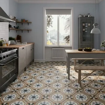 Osborne Blue Victorian Patterned Matt Ceramic Floor Tile