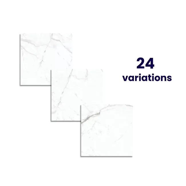 Carrera White Marble Effect Rectified Polished Porcelain Floor Tile