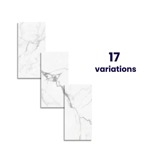 Carrera White Marble Effect Polished Porcelain Wall and Floor Tile