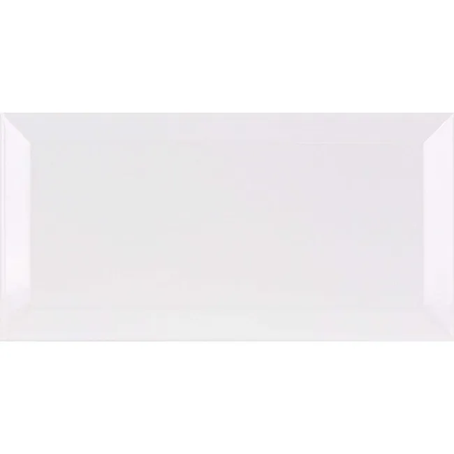 Subway Bevelled White Gloss Ceramic Wall Tile