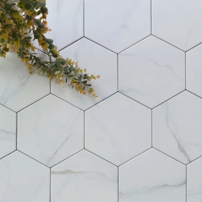 Cipriani Hexagon White Marble Effect Matt Porcelain Wall and Floor Tile