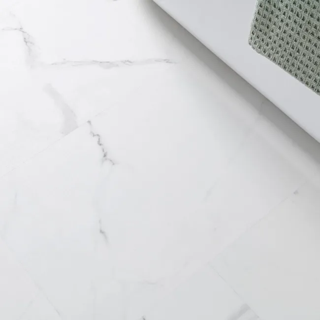 Crystal White Marble Tile Luxury Click Vinyl Flooring 6mm