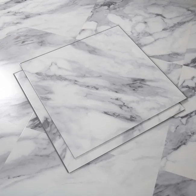 Marble Deluxe White Tile Luxury Click Vinyl Flooring 6mm