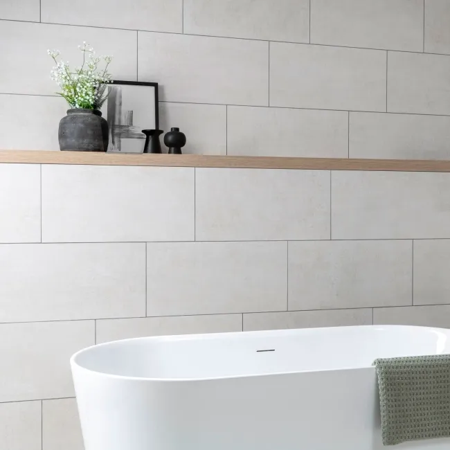 Oxide White Concrete Effect Matt Ceramic Wall Tile