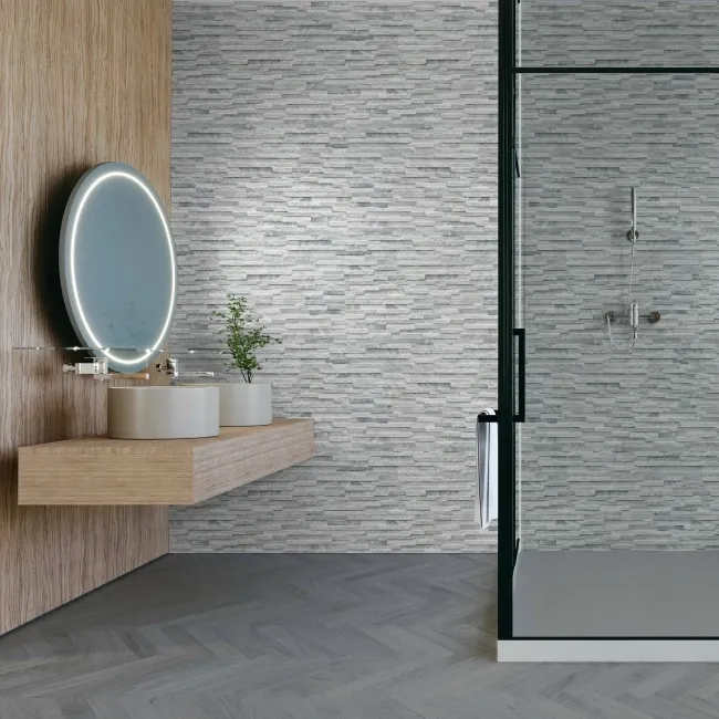 Rio White Split Face Effect Italian Porcelain Wall Tile