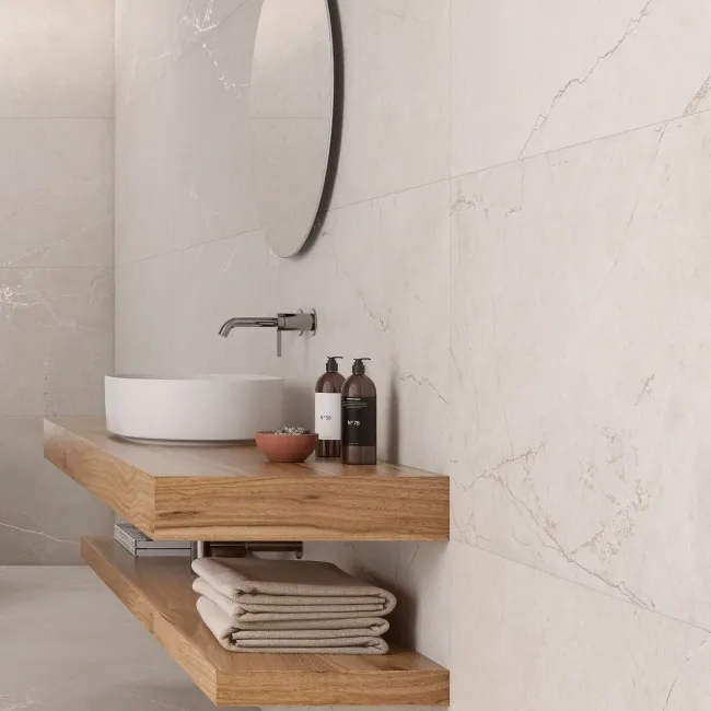 Roca Crema Delicato Marble Effect Matt Porcelain Tile