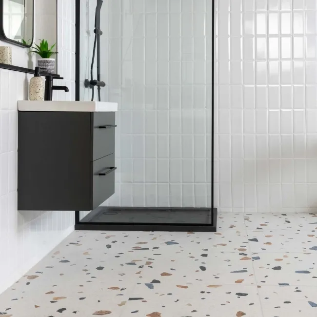 Trend White Terrazzo Multicolour Wall and Floor Tile