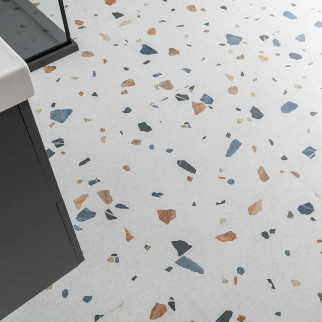 Trend White Terrazzo Multicolour Wall and Floor Tile