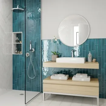 Manacor Glacier Wall Tile 65x400 Bathroom Roomset