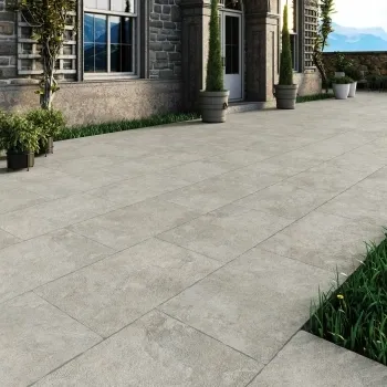 Mineral Dark Grey Rustic Edge Stone Effect Porcelain Outdoor Slab