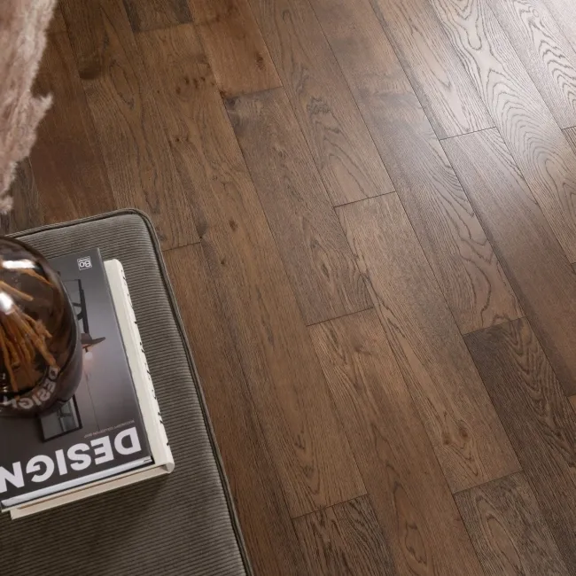 Delamere Dark Smoked Brushed Oak Engineered Wood Flooring 13x150mm Oiled